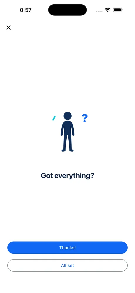 NudgeGoo check screen asking whether you remembered everything